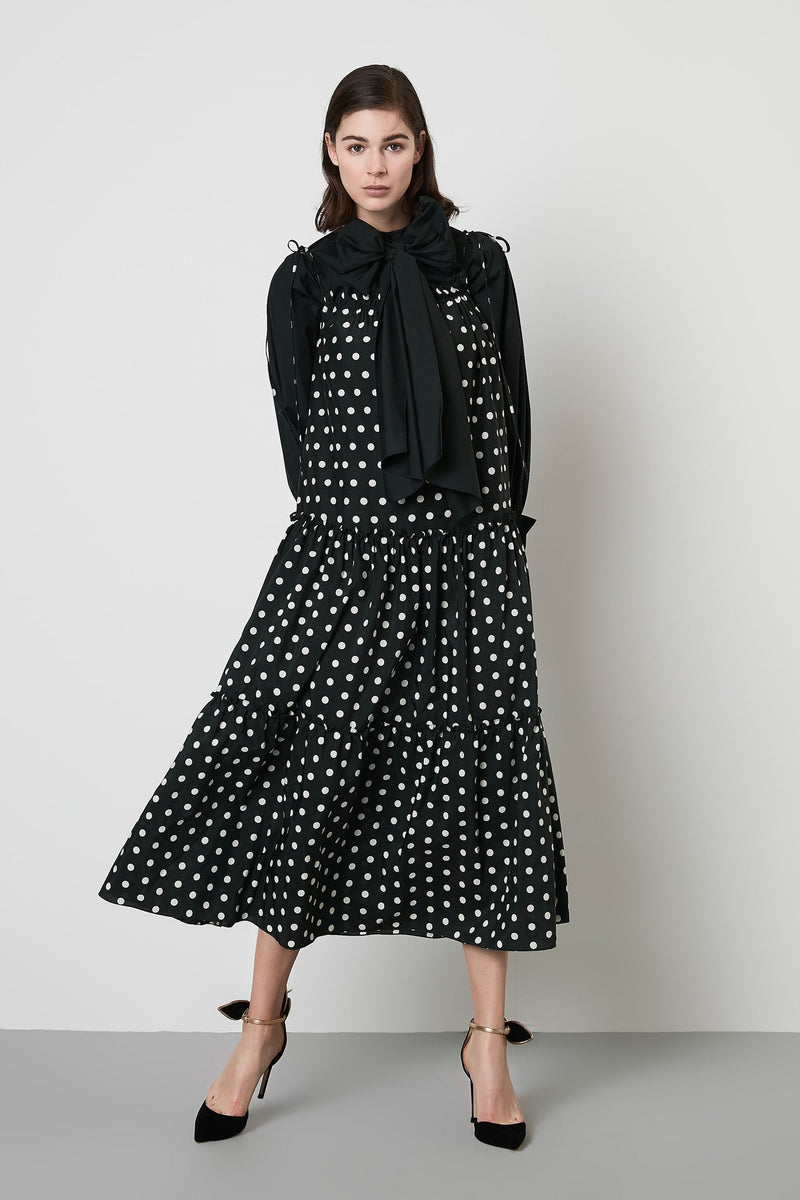 Machka Dress Long Polka Dots Green