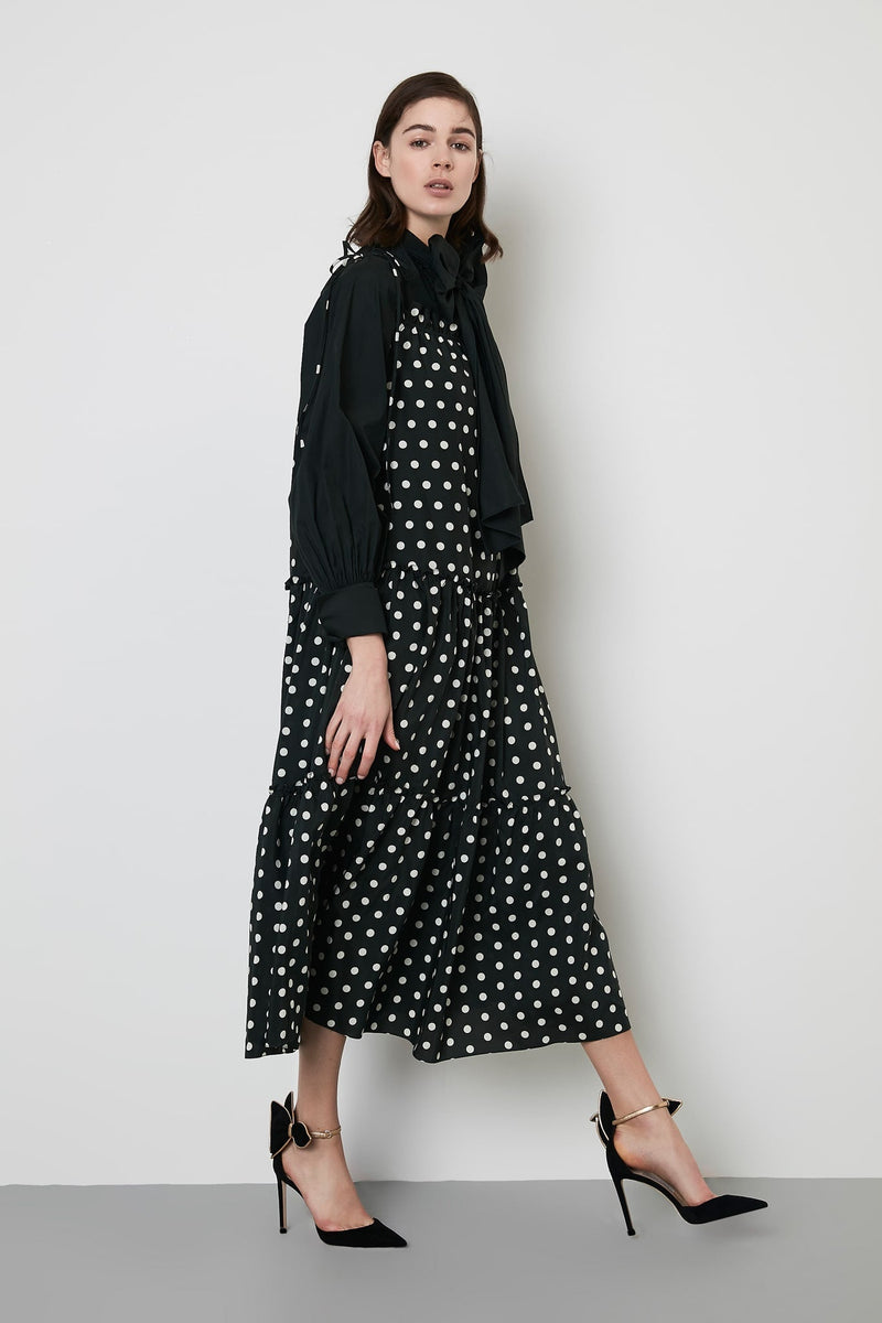 Machka Dress Long Polka Dots Green