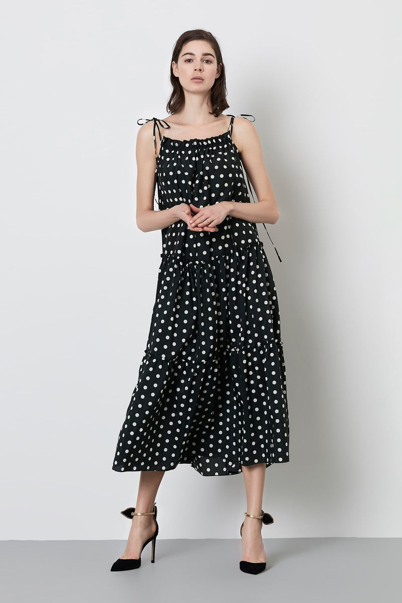 Machka Dress Long Polka Dots Green