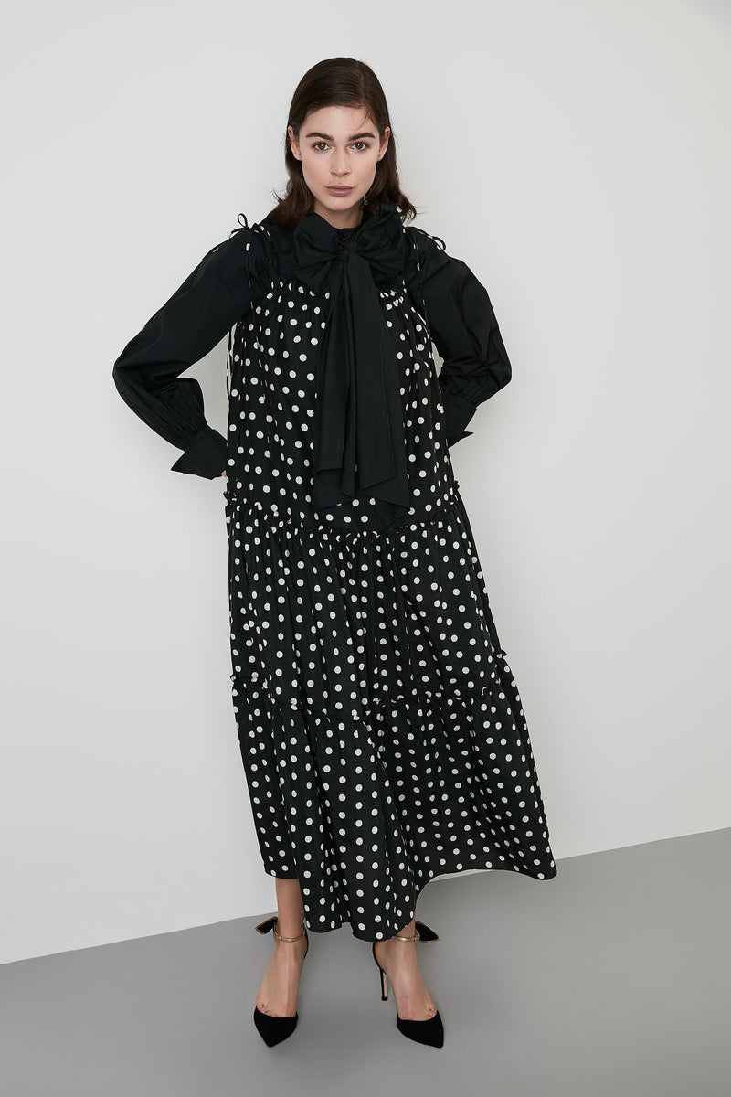 Machka Dress Long Polka Dots Green