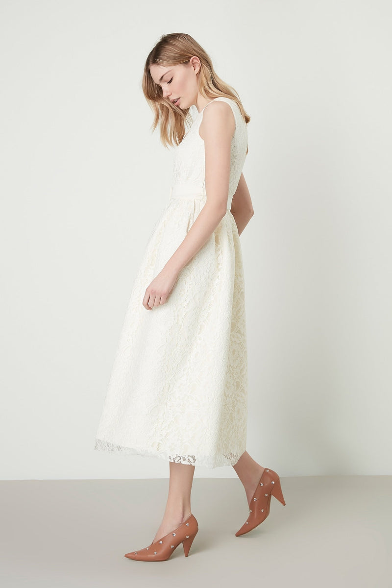 Machka Dress Long Embroied N/S Off White