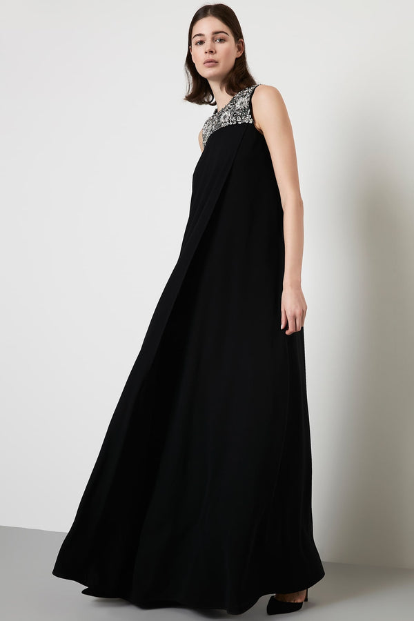 Machka Embellished Detail Maxi Dress Black