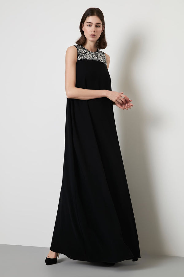 Machka Embellished Detail Maxi Dress Black