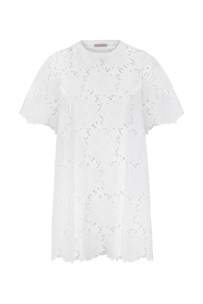 Machka Short Sleeve Full Lace Blouse White