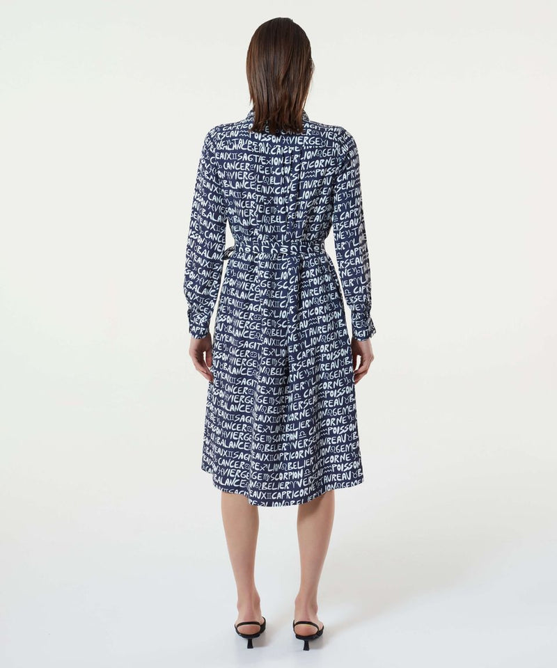 Machka Text Print Shirt Dress Navy