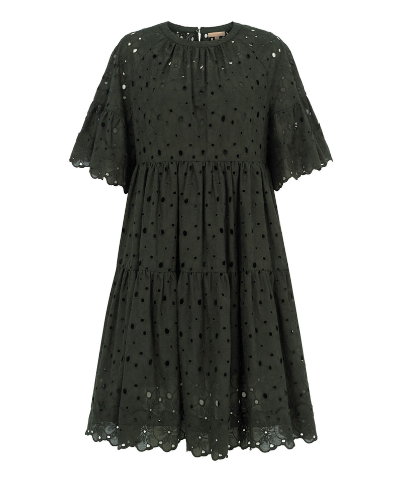 Machka Die-Cut Embroidered Dress Green