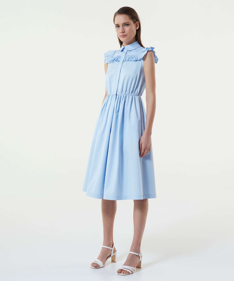 Machka Ruffle Detail Shirt Dress L.Blue