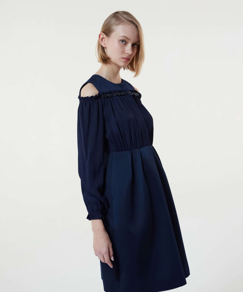 Machka Cut-Out Embellished Dress Navy