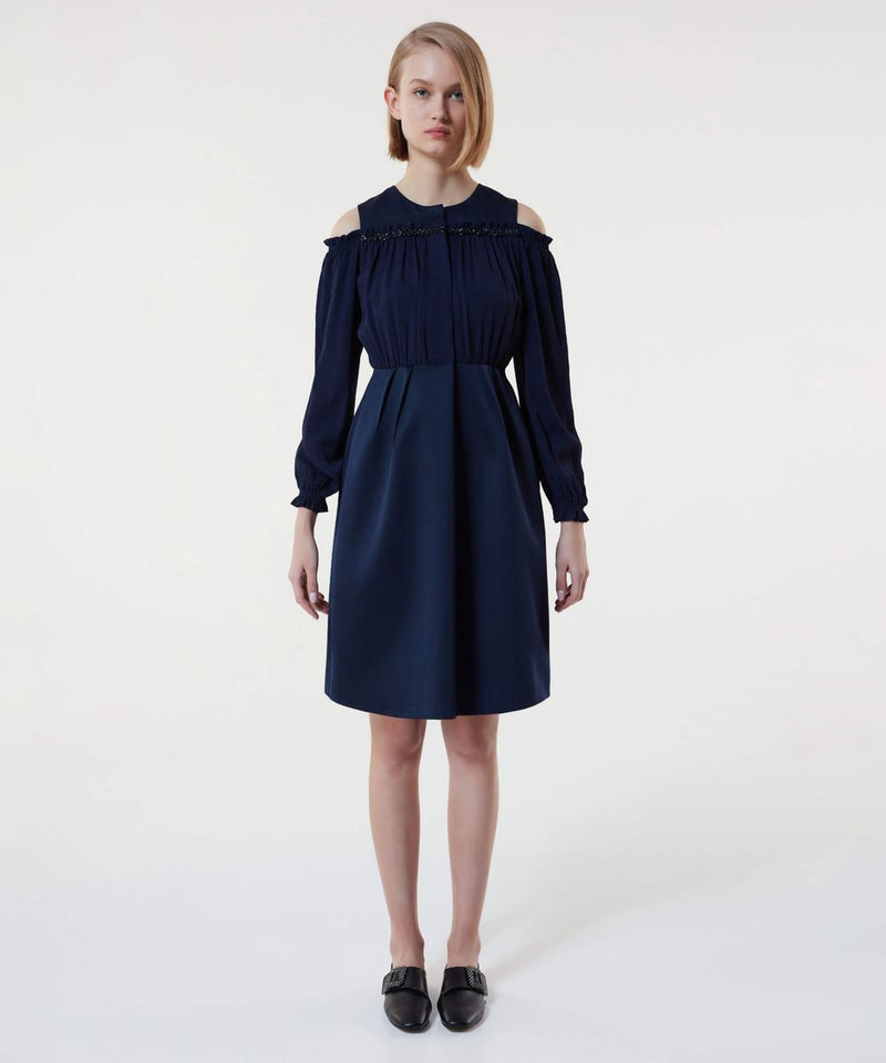 Machka Cut-Out Embellished Dress Navy