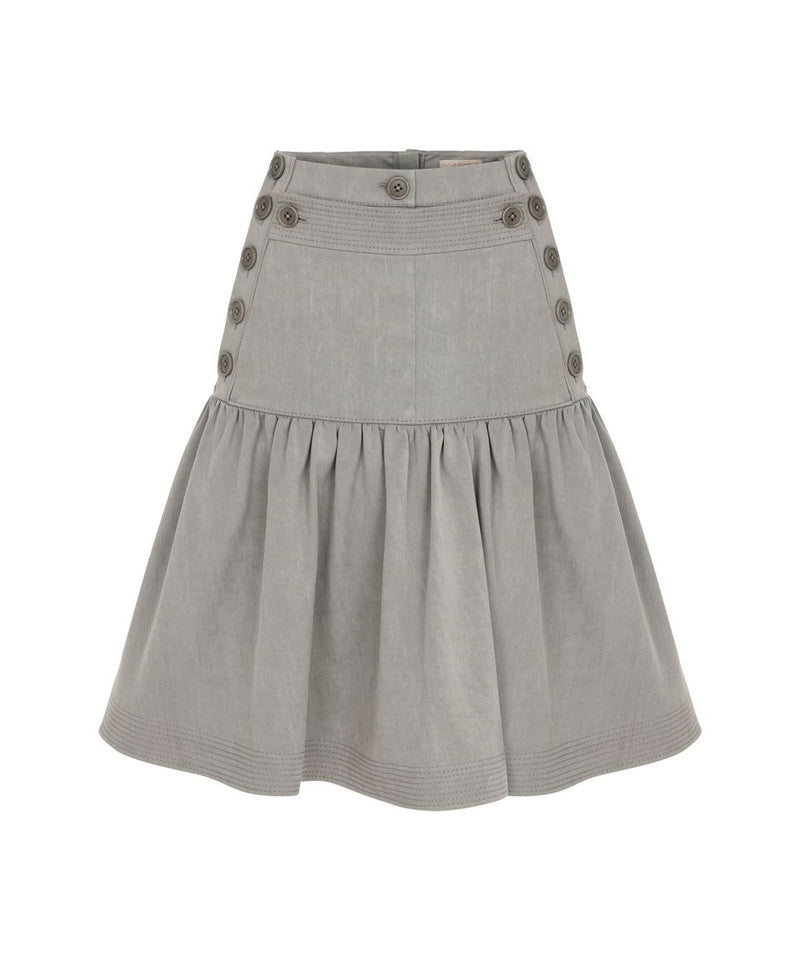 Machka Denim Button Detail Skirt Grey