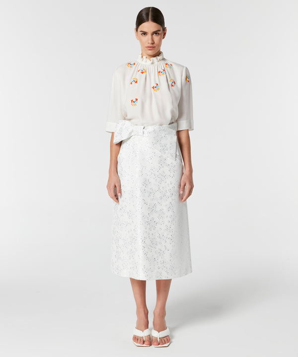 Machka Bow-Embellished Midi Skirt White