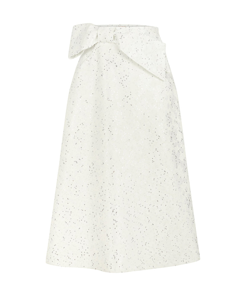 Machka Bow-Embellished Midi Skirt White