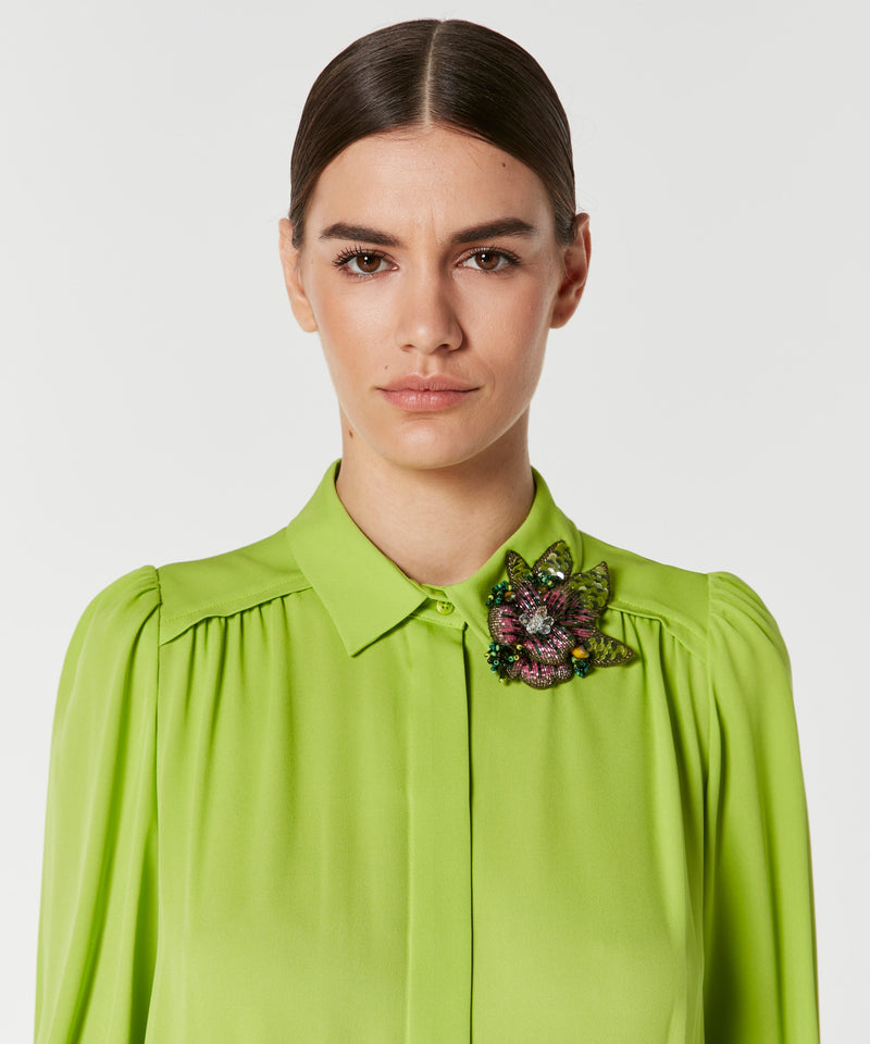 Machka Brooch-Embellished Shirt Green