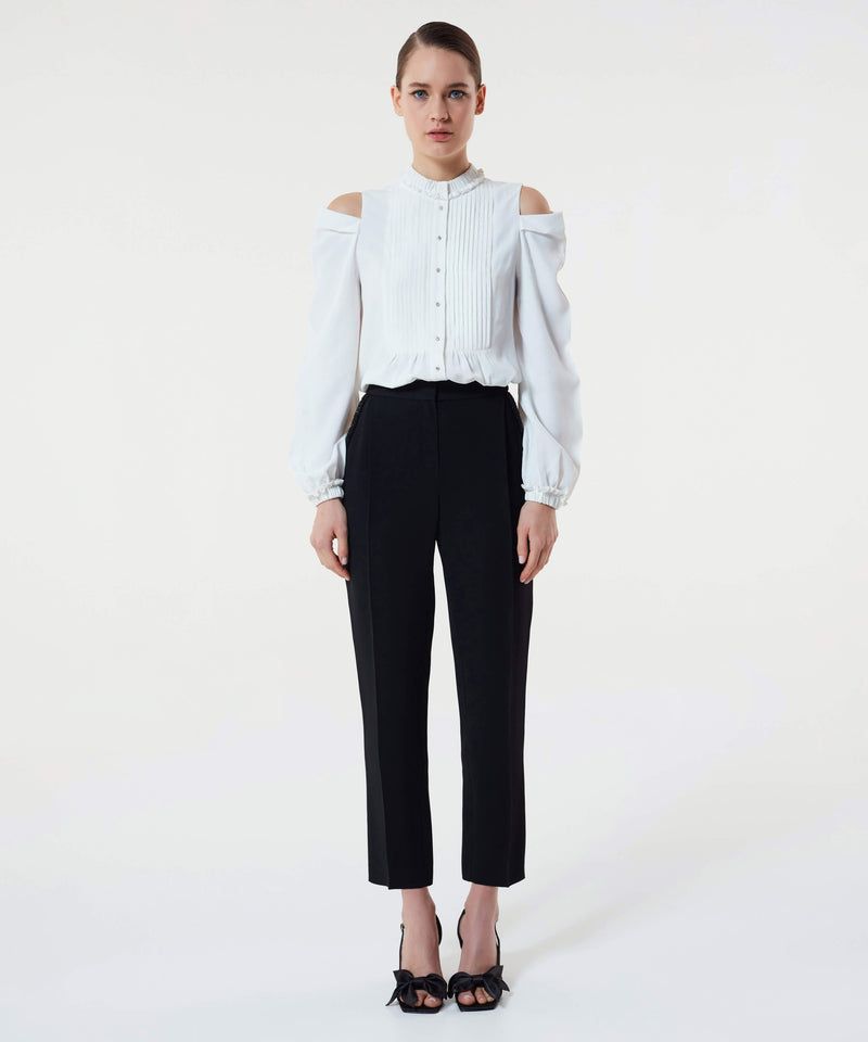 Machka Cut-Out Pleated Shirt  Off White