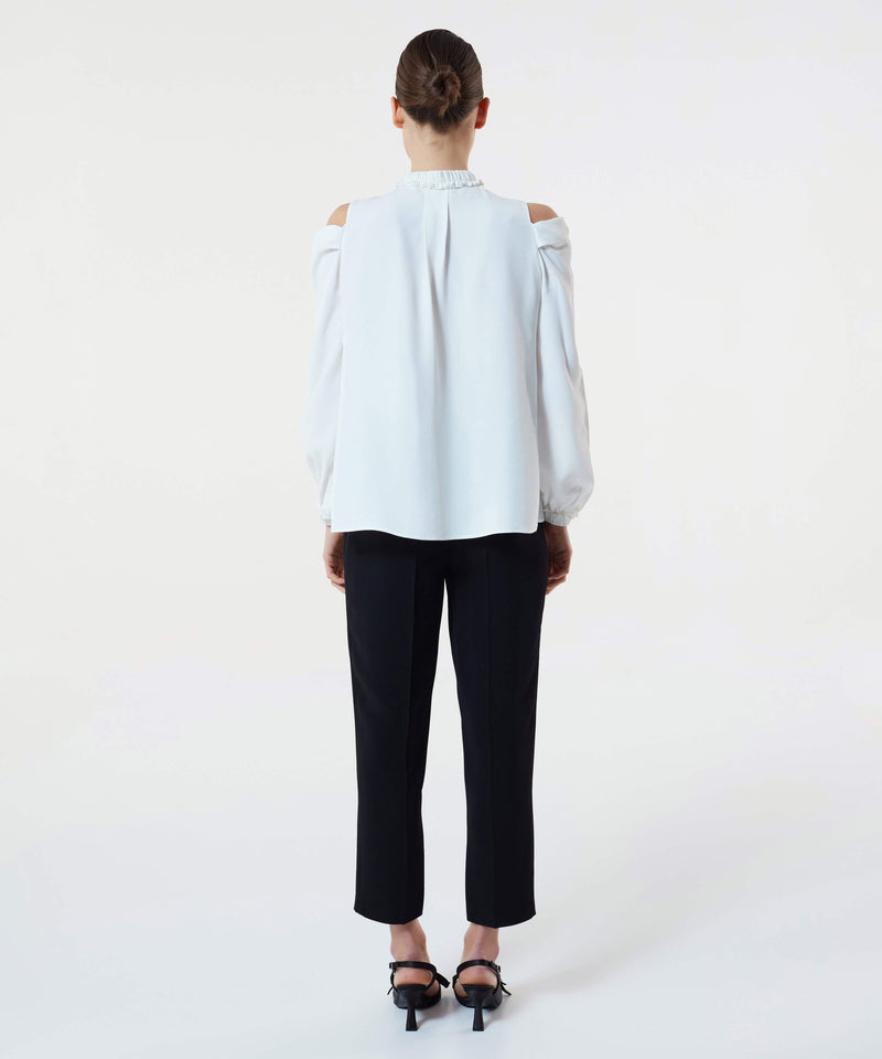 Machka Cut-Out Pleated Shirt  Off White