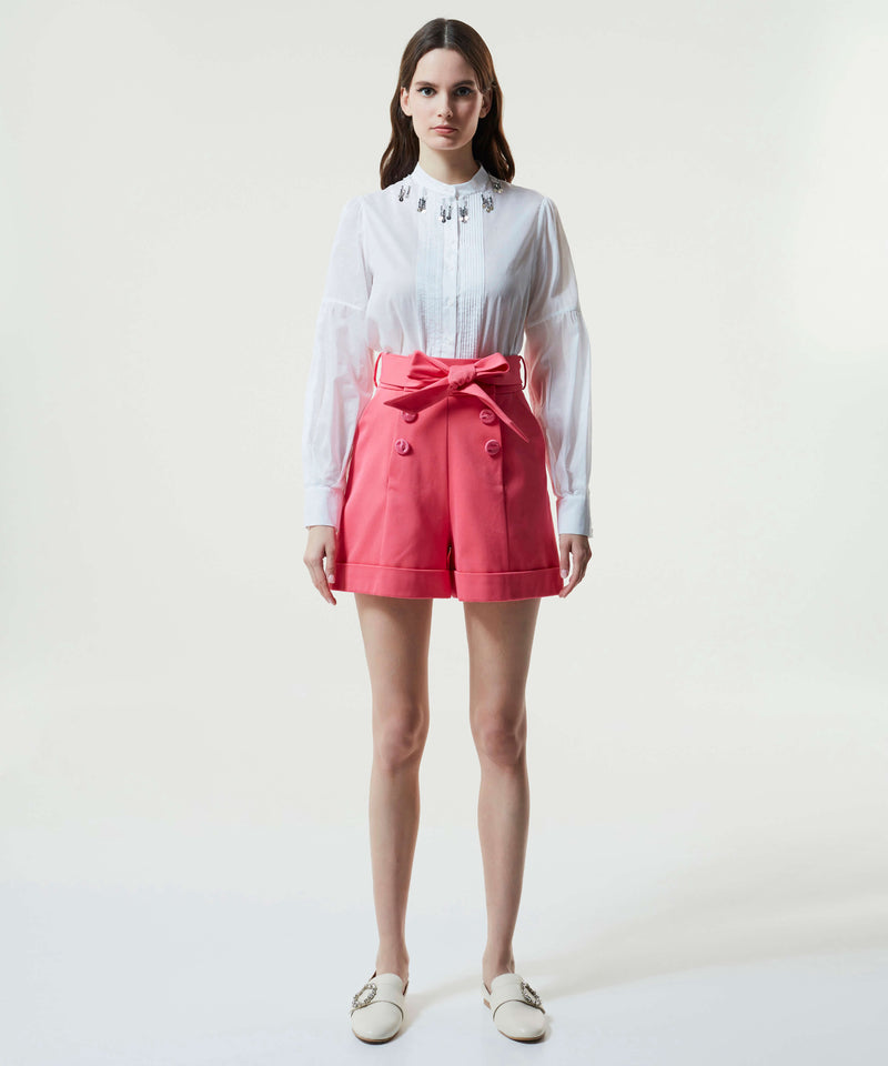 Machka Embellished Pintuck Shirt White