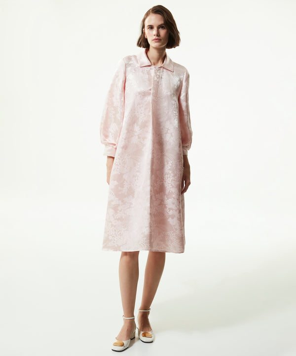 Machka Jacquard Three-Quarter Sleeve Dress Powder