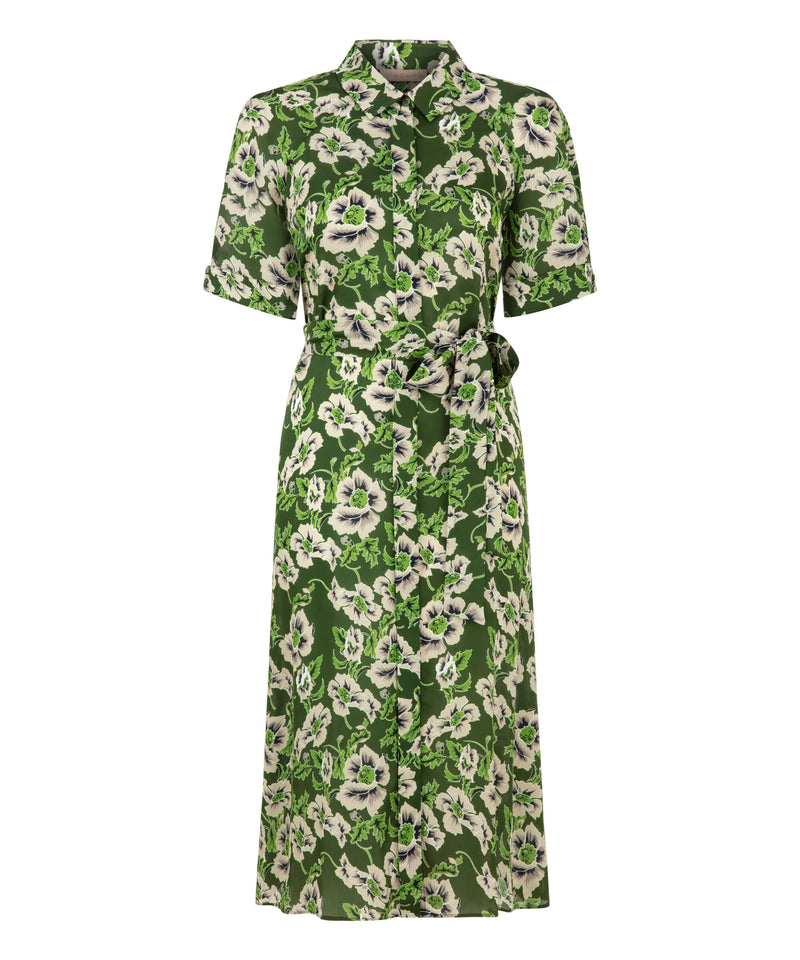 Machka Floral Pattern Midi Shirt Dress Green