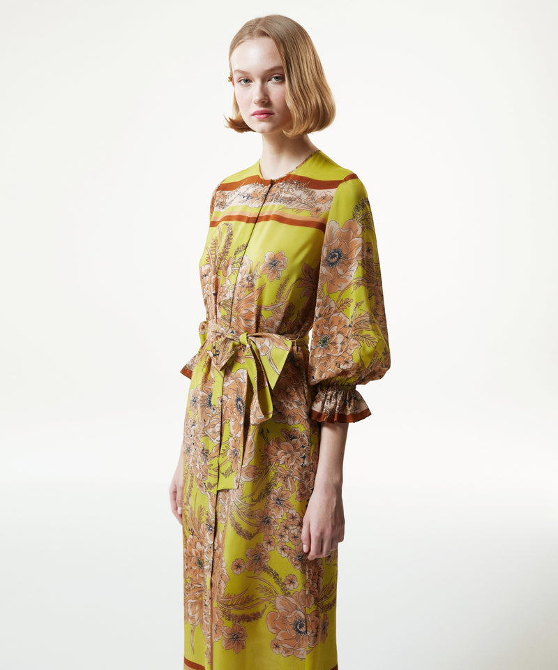 Machka Printed Belted Maxi Dress Pistachio Green