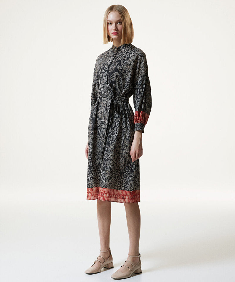 Machka Paisley Printed Shirt Dress Black