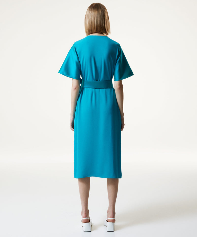 Machka Bead Embellished Crepe Dress Turquoise