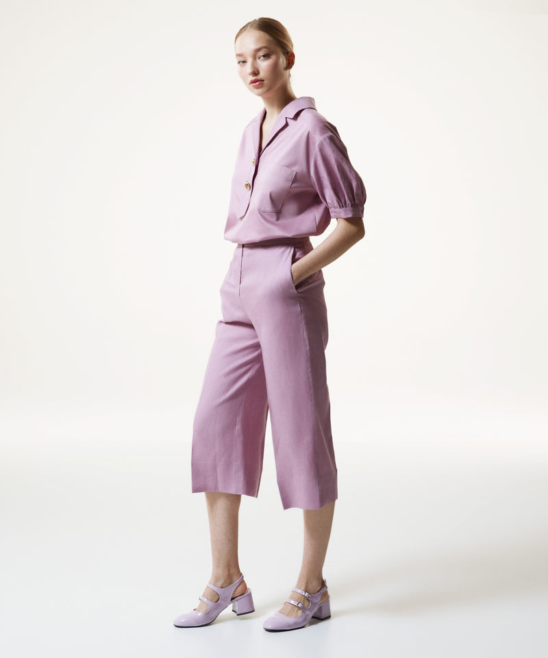 Machka Straight Fit Linen Trousers Lilac