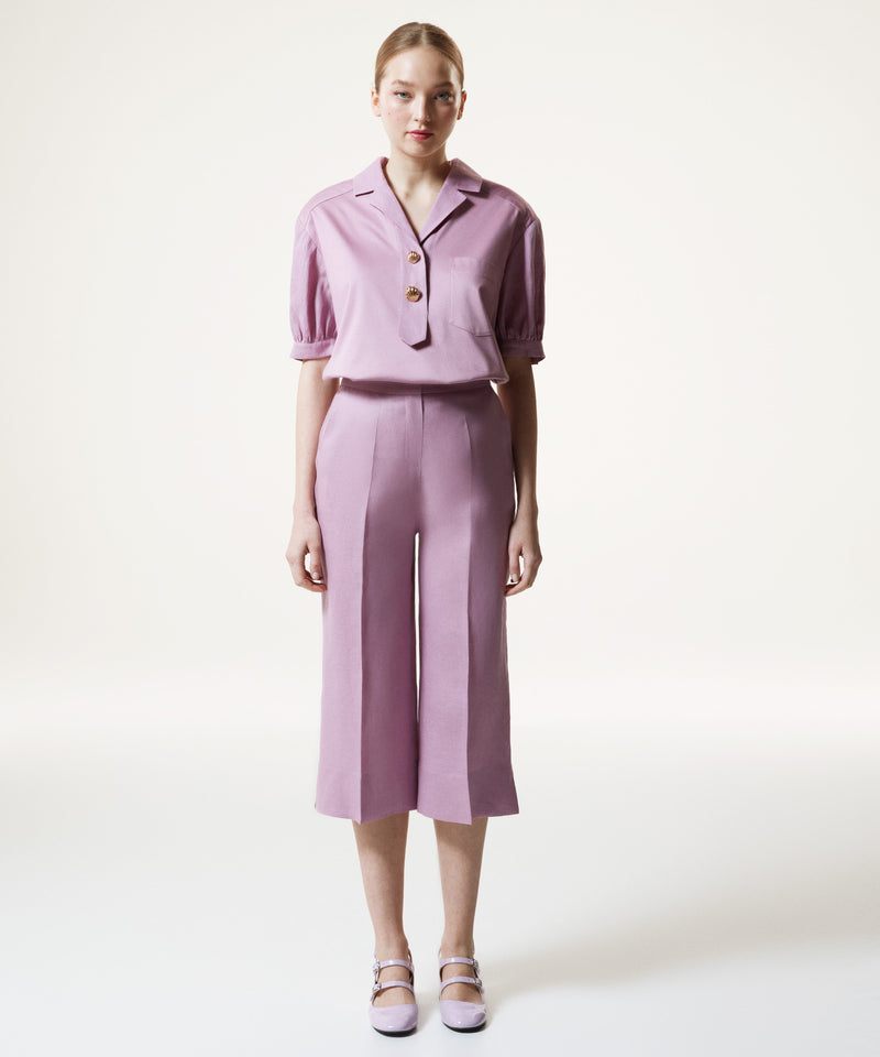 Machka Straight Fit Linen Trousers Lilac