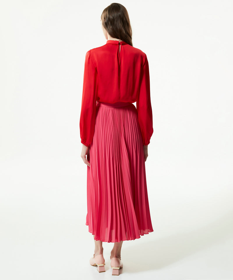 Machka Pleated Midi Skirt With Lacing Detail Fuchsia