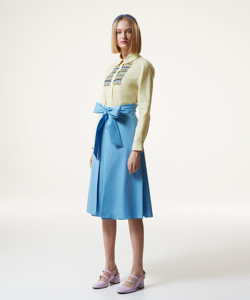 Machka Belted Poplin Belted Skirt Blue