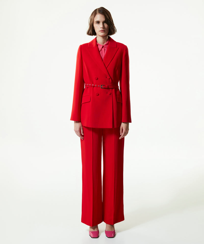 Machka Belted Double-Breasted Blazer Red