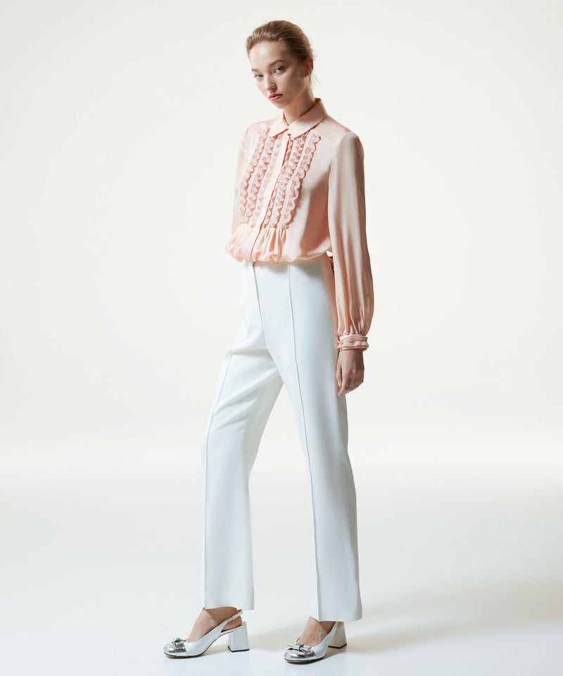 Machka Ruffled-Pleated Detail Blouse Powder