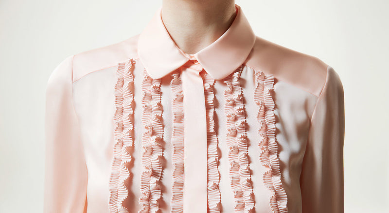 Machka Ruffled-Pleated Detail Blouse Powder