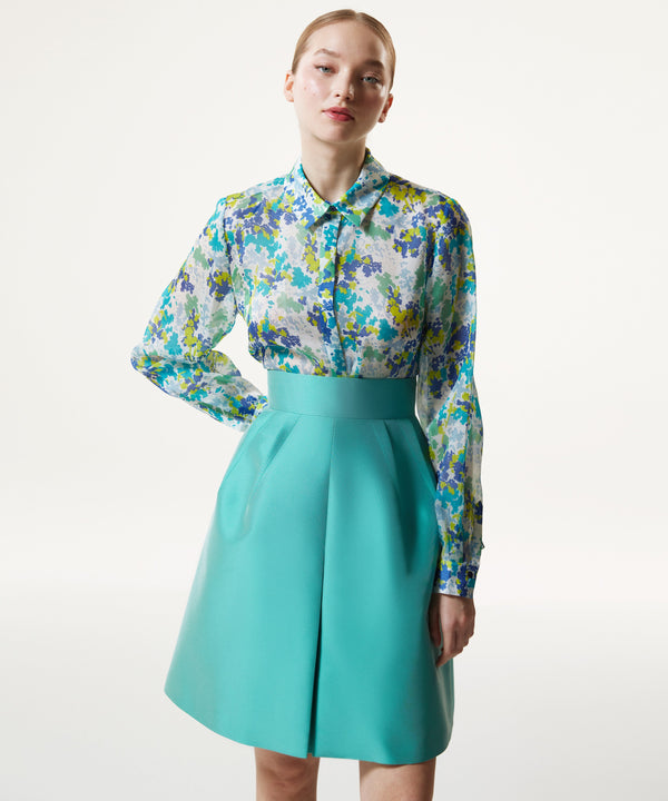 Machka Abstract Pattern Silk Shirt Turquoise