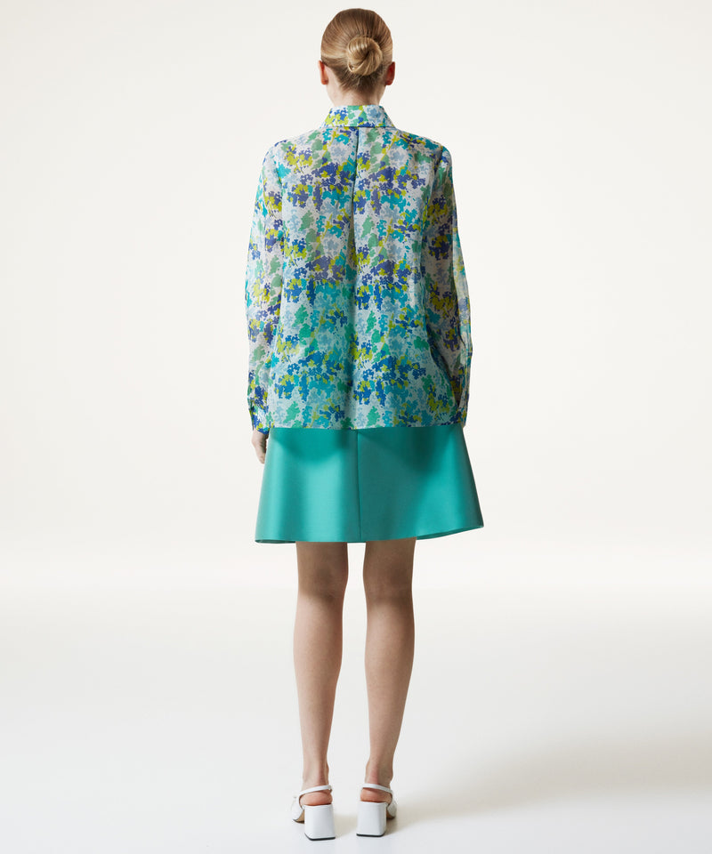 Machka Abstract Pattern Silk Shirt Turquoise