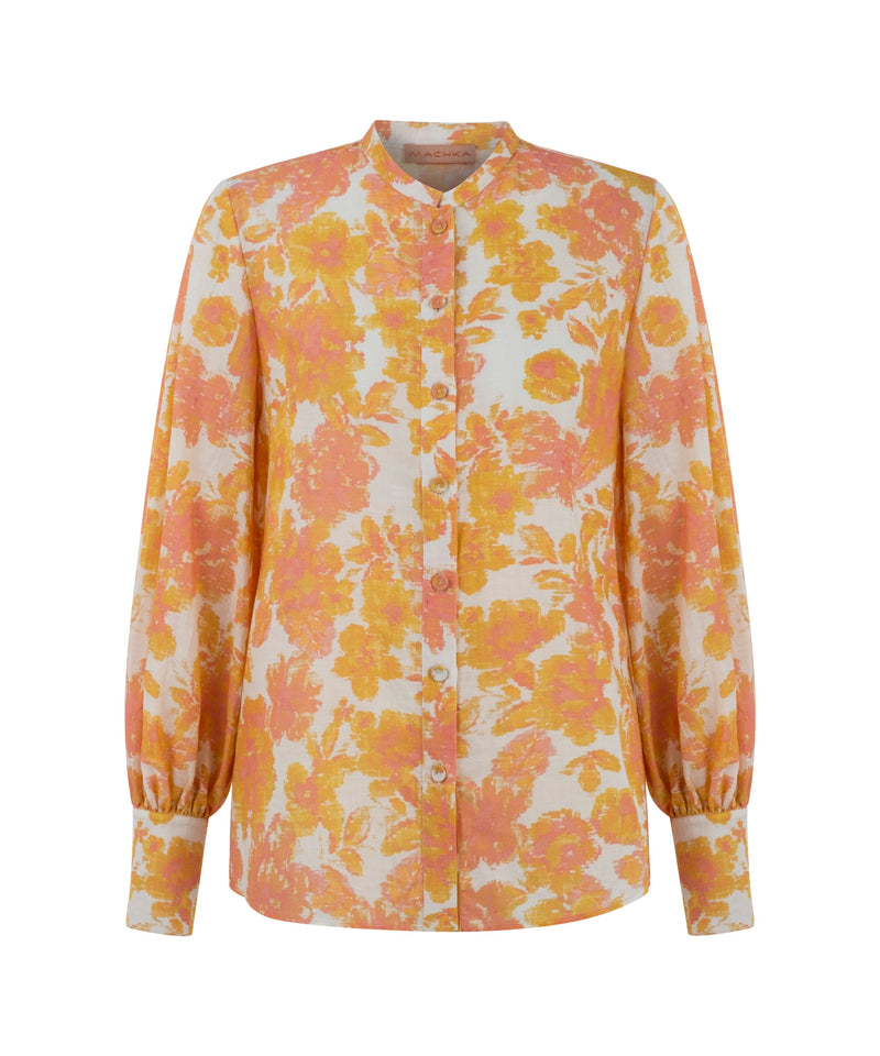 Machka Floral Print Collar Shirt Yellow