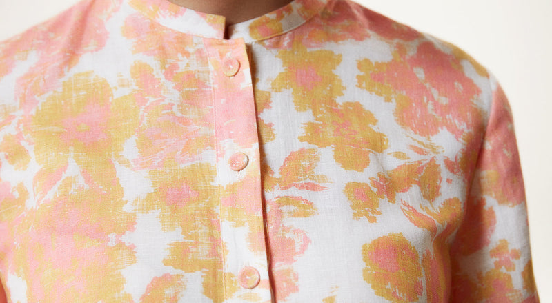 Machka Floral Print Collar Shirt Yellow