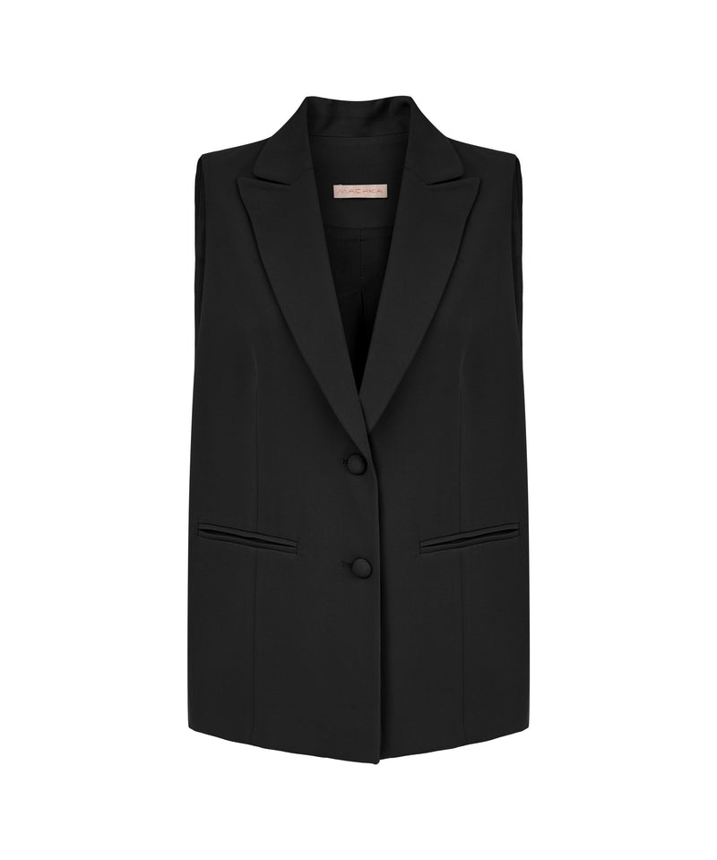 Machka Mono Collar Vest With Back Detail Black