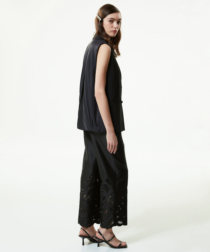 Machka Mono Collar Vest With Back Detail Black