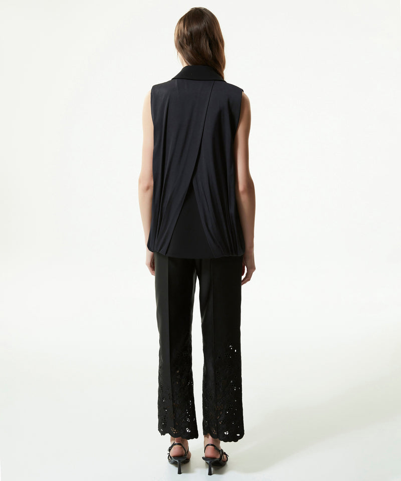 Machka Mono Collar Vest With Back Detail Black