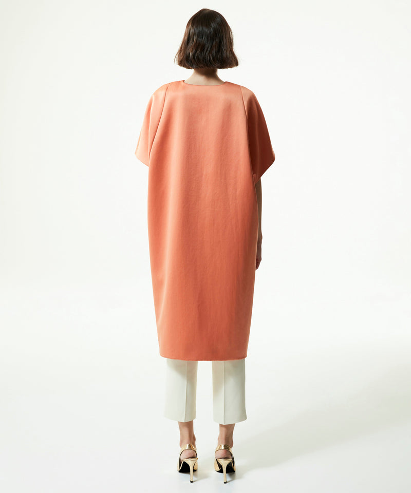 Machka Bow Tie Overcoat With Asymmetric Hem Salmon