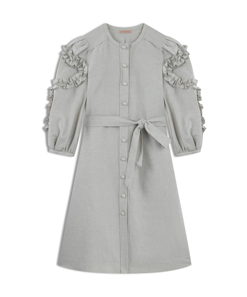 Machka Ruffle Trim Shirt Dress Stone