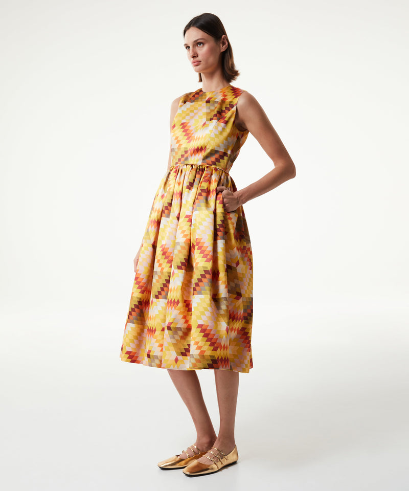 Machka Retro Pattern Dress Yellow