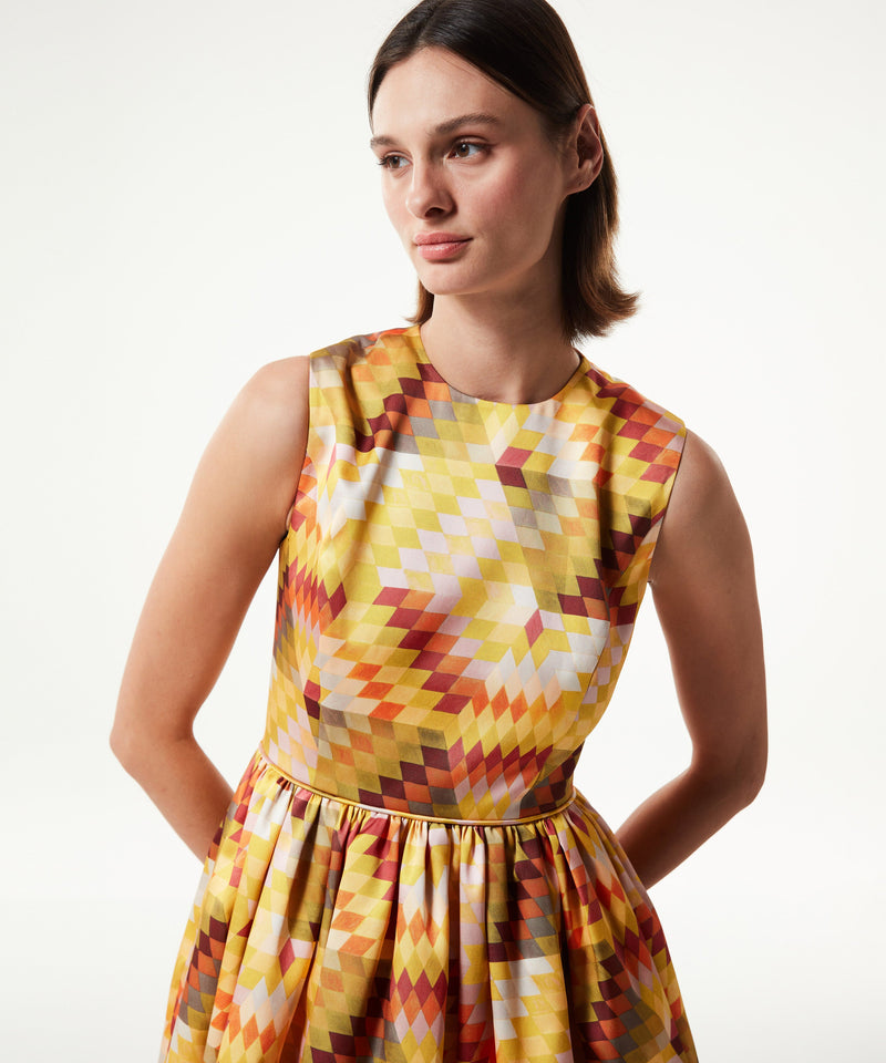 Machka Retro Pattern Dress Yellow