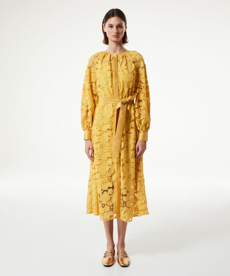 Machka Belted Scallop Dress Yellow