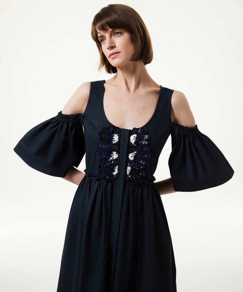 Machka Embroidered Flounce Dress Indigo