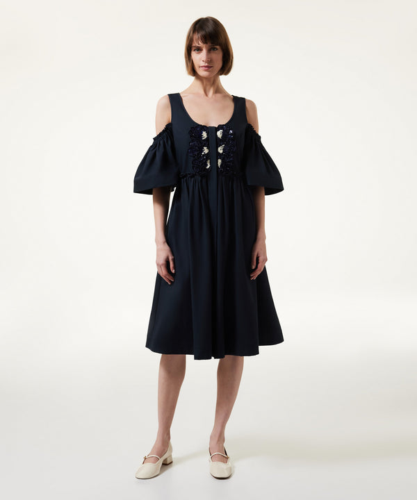 Machka Embroidered Flounce Dress Indigo