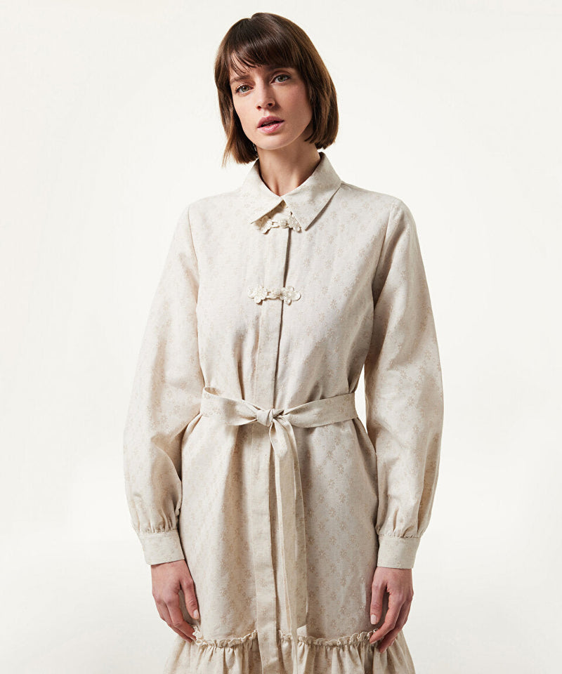 Machka Linen Blend Shirt Dress Beige