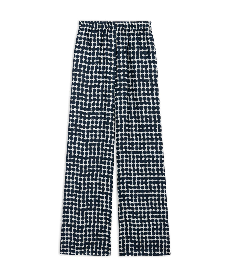 Machka Polka Dot Pattern Silk Trousers Navy Blue