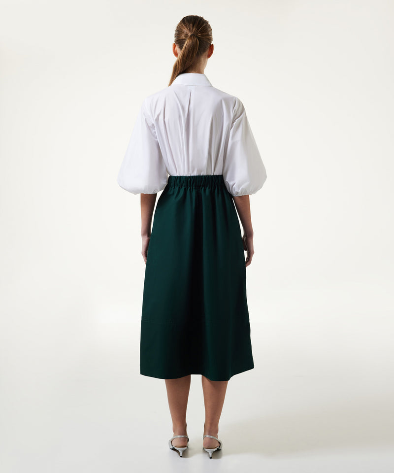 Machka Poplin Bell Skirt Dark Green