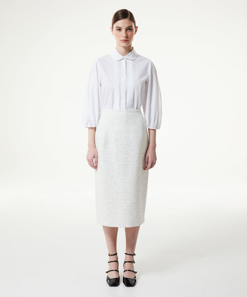 Machka Sequined Tweed Skirt Off White